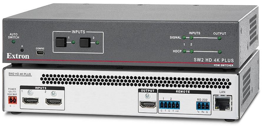 Extron SW2 HD 4K PLUS Twee-ingang 4K/60 HDMI-switcher Grijs