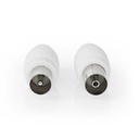 Nedis CSBW40999WT Coax Connectors Mannelijk/Vrouwelijk Vernikkeld 75 Ohm 7mm Diameter Wit 2 Stuks