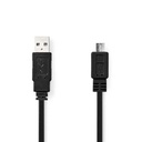 Nedis CCGP60505BK10 USB 2.0 Cable USB-A - USB Micro-B 480 Mbps Nickel-plated 1m Flat Black