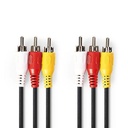 Nedis Composite Video Cable 3x RCA 5.0m Black - CVGP24300BK50