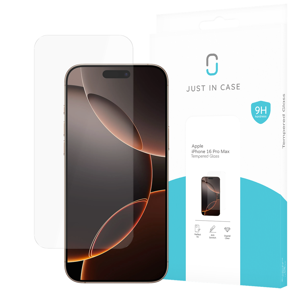 Just in Case 8332790 Protection d'écran en verre trempé pour iPhone 16 Pro Max