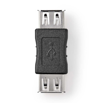 Nedis CCGB60900BK USB 2.0-Adapter USB-A Vrouwelijk 480 Mbps Vernikkeld Zwart 
