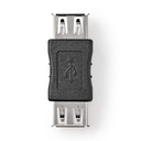 Nedis CCGB60900BK USB 2.0-Adapter USB-A Vrouwelijk 480 Mbps Vernikkeld Zwart 