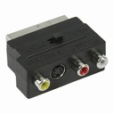 Adaptateur péritel Nedis CVGB31902BK (Péritel mâle - 3x RCA femelles), nickelé, commutable, noir