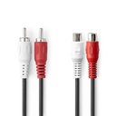 Nedis CAGB24205BK20 Stereo Audio Cable 2x RCA Male - 2x RCA Female Nickel Plated 2m Black