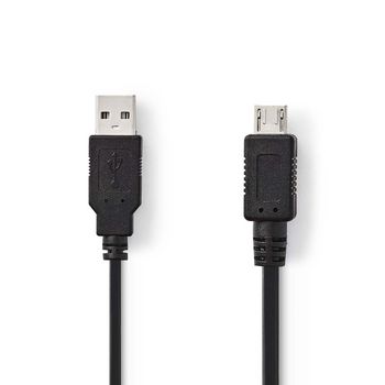 Nedis CCGP60400BK20 USB 2.0 Cable USB-A - USB Micro-A 480 Mbps Nickel-plated 2m Black