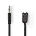 Nedis CAGB22100BK02 Stereo-Audiokabel 3,5 mm Jack Mannelijk - 2x 3,5 mm Jack Vrouwelijk 20cm Zwart