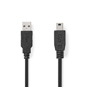 Câble USB 2.0 Nedis CCGB60300BK20 USB-A - USB Mini-B 480 Mbit/s nickelé 2 m Noir