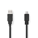 Câble USB 2.0 Nedis CCGB60500BK20 USB-A - USB Micro-B 480 Mbit/s nickelé 2 m Noir