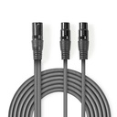 Nedis COTH15025GY15 Gebalanceerde Audiokabel XLR 3-Pins - 2x XLR 3-Pins Vrouwelijk 1.5m Grijs
