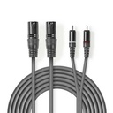 Nedis COTH15210GY30 Balanced Audio Cable 2x XLR 3-Pin - 2x RCA 3m Grey