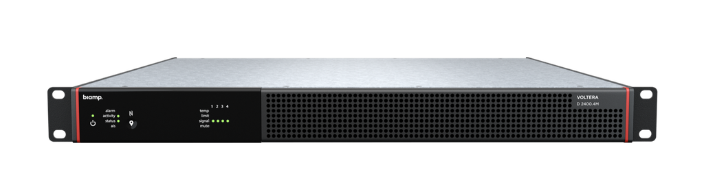 Biamp Voltera D 2400.4M Audio DSP en 4-kanaals eindversterker 2400W Totaal Dante/AES67