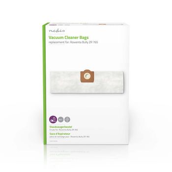 Sacs d'aspirateur synthétiques Nedis DUBG222ROW4 Rowenta Bully ZR 765, lot de 4, blanc