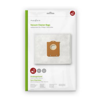 Nedis DUBG120AEP10 Vacuum Cleaner Bag Philips / Electrolux 10 Pieces Synthetic White