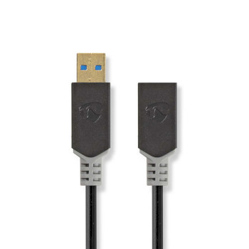 Nedis CCBW61010AT20 USB USB 3.2 Gen 1-Kabel USB-A - USB-A Vrouwelijk 5 Gbps Verguld 2m Zwart