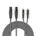Câble audio symétrique Nedis COTH15230GY30 2x XLR femelle 3 broches - 2x RCA 3 m, gris