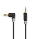 Câble audio stéréo Nedis CABW22600AT10, jack mâle coudé 3,5 mm, plaqué or, 1 m, noir