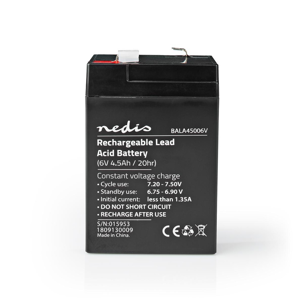 Nedis BALA45006V Rechargeable Lead Acid Battery 6 V 4500 mAh Black