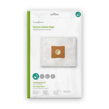Sacs d'aspirateur universels Nedis DUBG120UNE10, 10 pièces, synthétiques, blancs