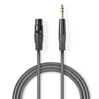 Nedis COTH15110GY15 Gebalanceerde Audiokabel XLR 3-Pins Vrouwelijk - 6,35 mm Jack 1.5m Grijs 