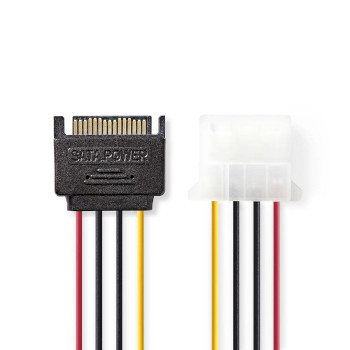 Nedis CCGP73530VA015 Interne Voedingskabel SATA 15-Pins Mannelijk - Molex Vrouwelijk 15cm Multicolour
