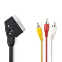 Câble péritel Nedis CVGP31130BK10 - 3x RCA mâles - nickelé - 480p - 1 m - noir