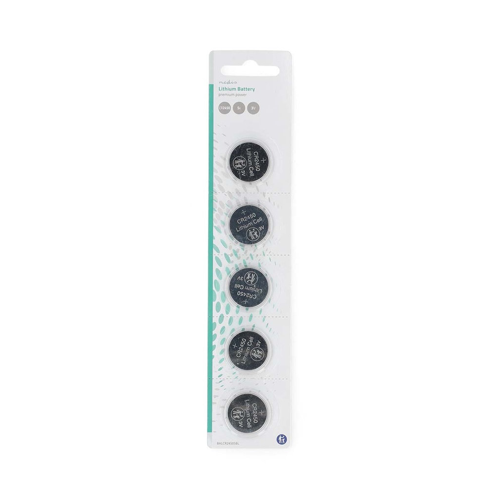 Nedis BALCR24505BL Lithium-Knoopcelbatterij CR2450 3 V DC 5-Pak