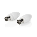 Nedis CSGB40999WT Coax Connector Vernikkeld 75 Ohm 7mm Maximale diameter Wit 2 Stuks