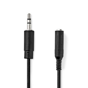 Câble audio stéréo Nedis CAGP22550BK02, jack 3,5 mm - jack 6,35 mm femelle, nickelé, 20 cm, noir