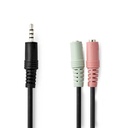 Nedis CAGP22150BK02 Stereo Audio Cable 3.5mm Jack - 2x 3.5mm Jack Female Mic + Headphone 20cm Black