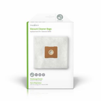 Nedis DUBG220DAE4 Stofzuigerzak | 4 Stuks | Synthetisch | Meest verkocht voor: Daewoo SB90 | Wit