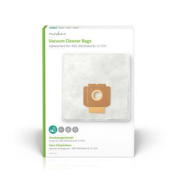Nedis DUBG223ELE4 Vacuum Cleaner Bag Synthetic Electrolux E51 and AEG GR 5 4 Pieces White