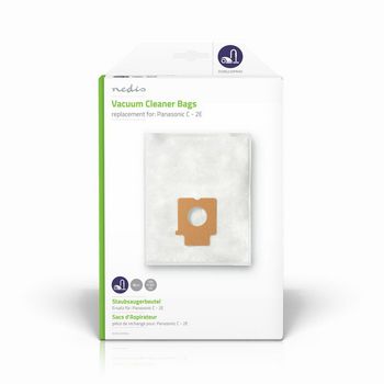 Nedis DUBG220PAN4 Stofzuigerzak | 4 Stuks | Synthetisch | Meest verkocht voor: Panasonic C - 2E | Wit