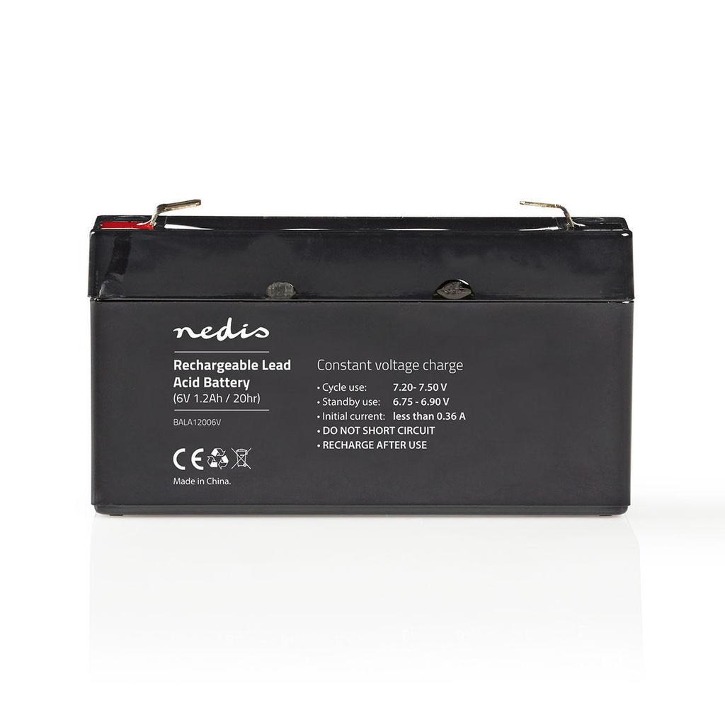 Nedis BALA12006V Rechargeable Lead Acid Battery 6V 1200mAh 97x24x52mm Black