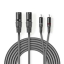 Câble audio symétrique Nedis COTH15210GY15 2x XLR 3 broches - 2x RCA 1,5 m, gris