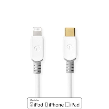 Nedis CCBW39650WT20 Lightning Kabel USB 2.0 Lightning - USB-C 480 Mbps Verguld 2m Wit