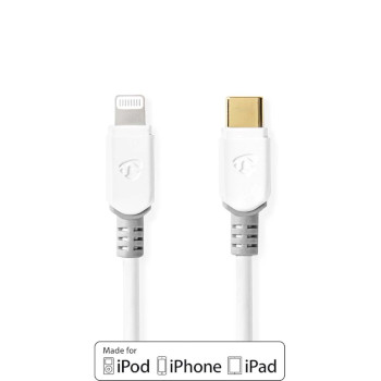 Nedis CCBW39650WT10 Lightning Kabel USB 2.0 Lightning - USB-C 480 Mbps Verguld 1m Wit
