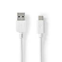Nedis CCGW61600WT20 USB 3.2 Gen 1-Kabel USB-A - USB-C 60 W 5 Gbps Vernikkeld 2m Wit 