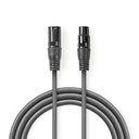 Nedis COTG15012GY100 DMX-Adapterkabel XLR 3-Pins - XLR 3-Pins Vrouwelijk 10m Grijs