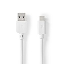 Nedis CCGW61650WT10 USB 3.2 Gen 2-Kabel  USB-A - USB-C 60 W 10 Gbps Vernikkeld 1m Wit 