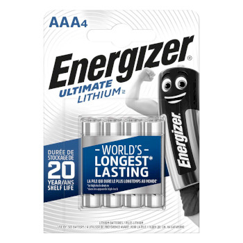 Energizer 635233 ENLITHIUMAAAP4 Lithium Batterij AAA | 1.5 V DC | 1250 mAh | 4-Blister | Zilver