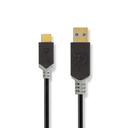 Nedis CCBW61600AT10 USB-Kabel | USB 3.2 Gen 1 | USB-A Male | USB-C™ Male | 60 W | 5 Gbps | Verguld | 1.00 m | Rond | PVC | Antraciet | Window Box