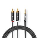 Nedis CATB22200GY20 Stereo Audio Cable 3.5 mm Jack - 2x RCA Gold Plated 2m Gun Metal Gray