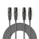 Nedis COTH15030GY30 Gebalanceerde Audiokabel 2x XLR 3-Pins Male - 2x XLR 3-Pins Vrouwelijk 3m Grijs 