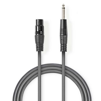 Nedis COTG15120GY100 Ongebalanceerde Audiokabel XLR 3-Pins Vrouwelijk - 6,35 mm 10m Grijs