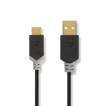 Nedis CCBW60600AT10 USB2.0-Kabel USB-A - USB-C 60W 480Mbps Verguld 1m Zwart