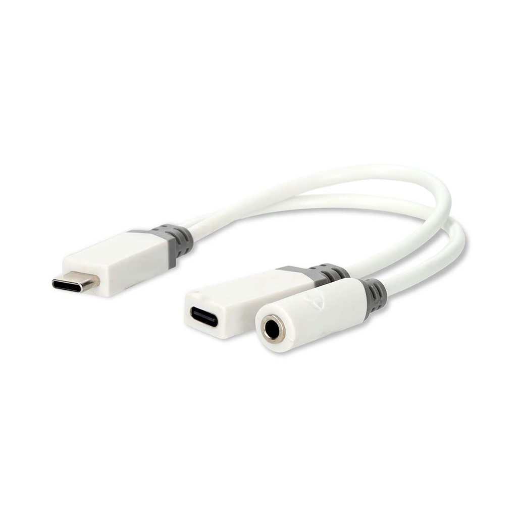 Nedis CCBW64922WT01 USB 2.0 Adapter USB-C - USB-C Vrouwelijk + 3,5 mm Jack 10cm verguld Wit