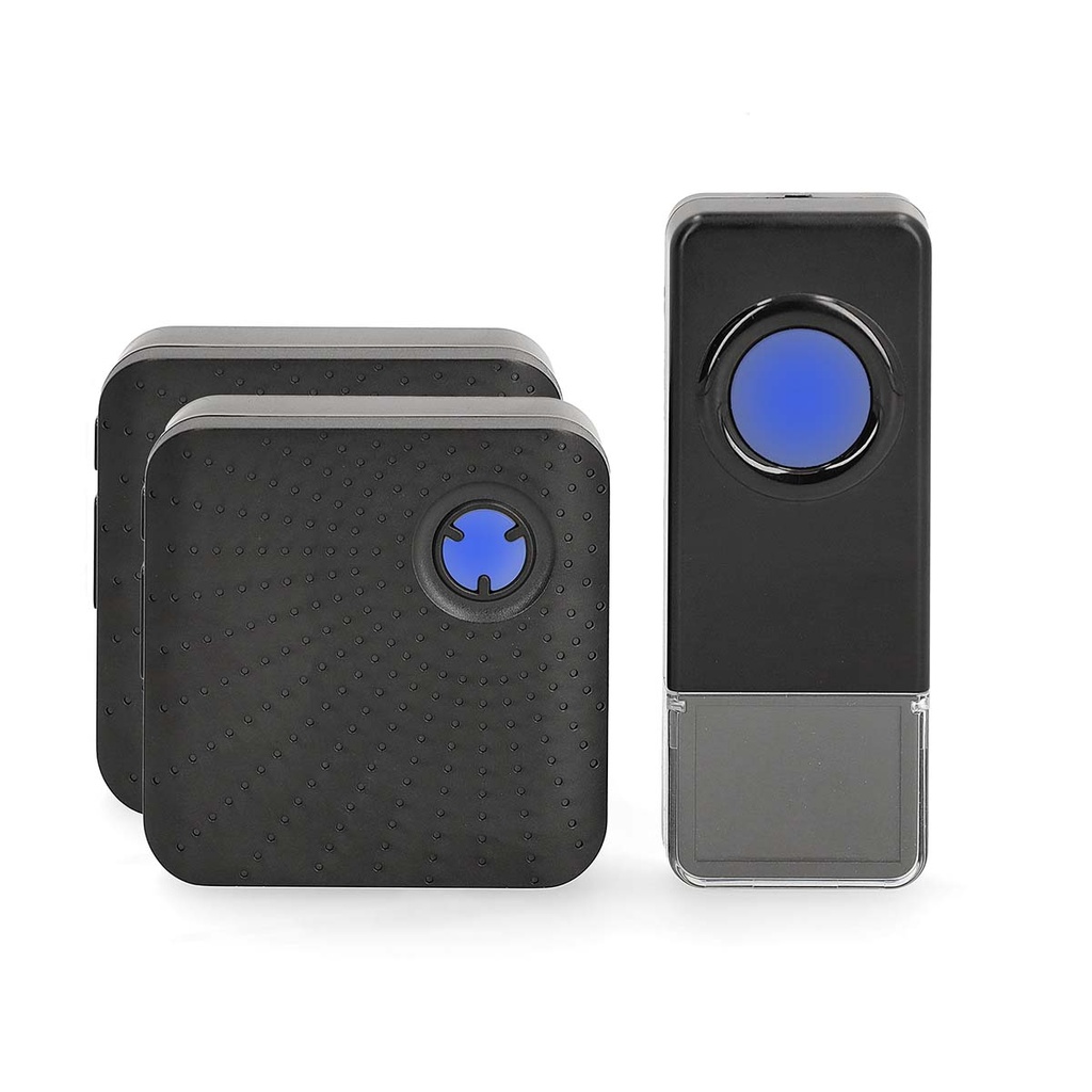 Nedis DOORB310BK2 Wireless Doorbell Set Mains Power 110 dB 150 m IP55 2 Receivers Black