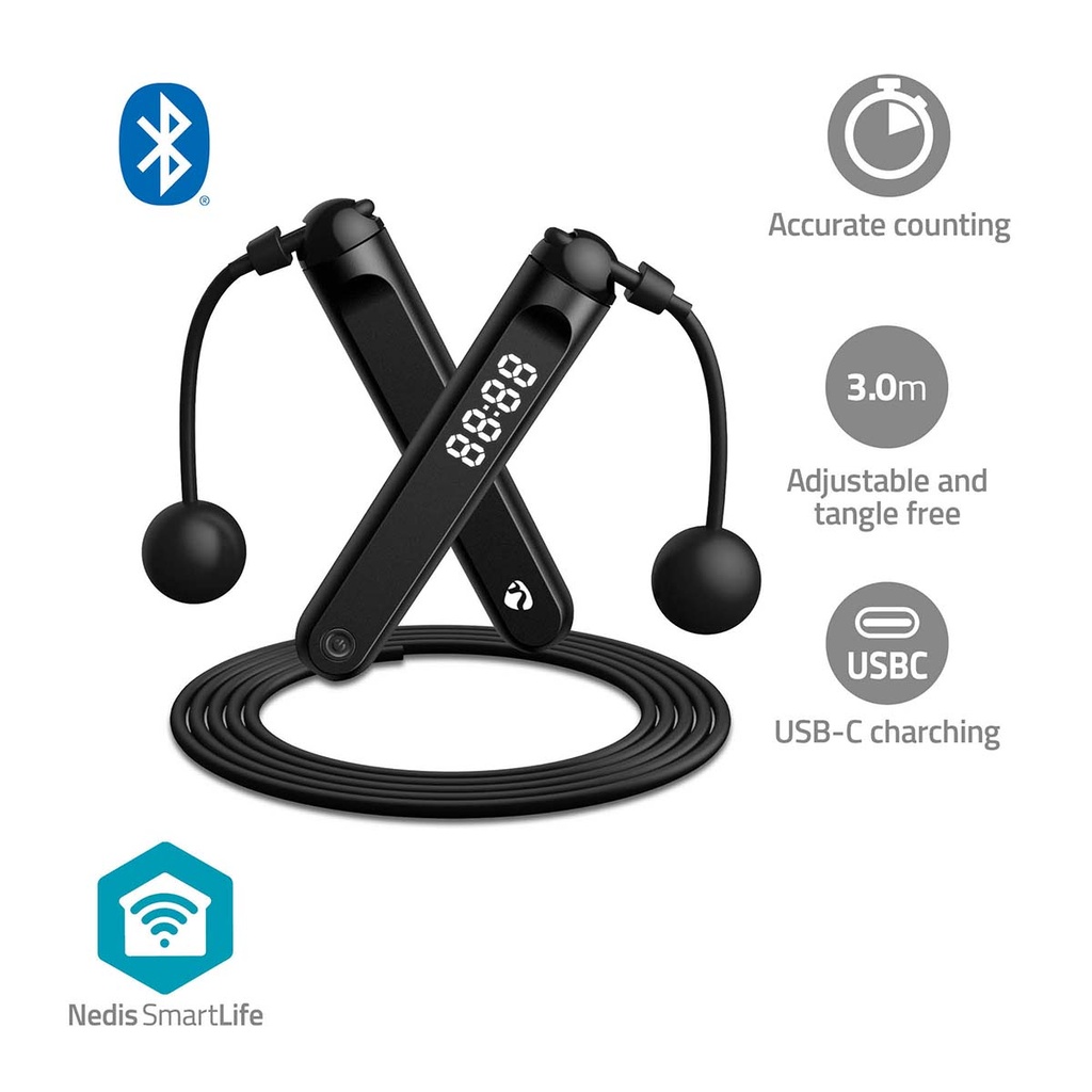 Nedis BTHJR10BK SmartLife Skipping Rope Bluetooth 3m Black