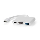Nedis CCGB64770WT01 USB 3.2 Gen 1 Multi-Port Adapter USB-C - HDMI / USB-A / USB-C 5 Gbps 10cm White